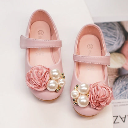 Girls Pearl Bow Show Princess Shoes PureLittleBloom.Co