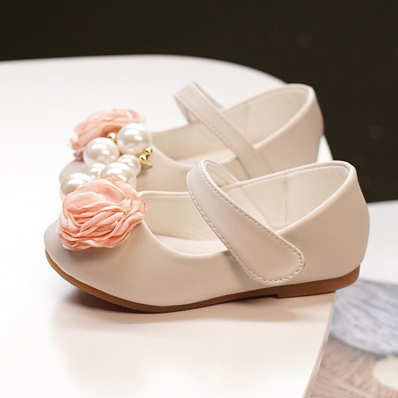 Girls Pearl Bow Show Princess Shoes PureLittleBloom.Co