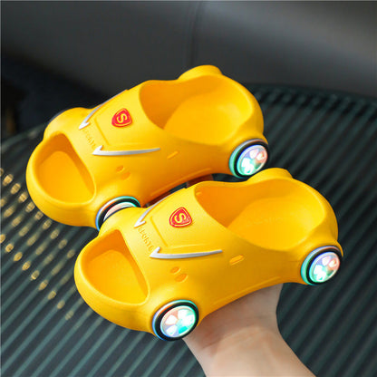 Kids Glowing Slippers Cartoon Car Sandals Children Sandals Anti Slip Boys Girls Luminous Slippers Summer Beach Shoes PureLittleBloom.Co