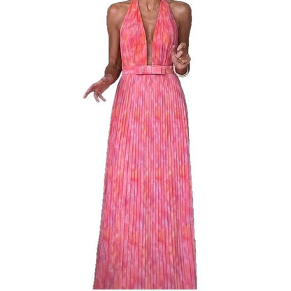 Women's Clothing Sexy Deep V Lace-up Backless Dress PureLittleBloom.Co