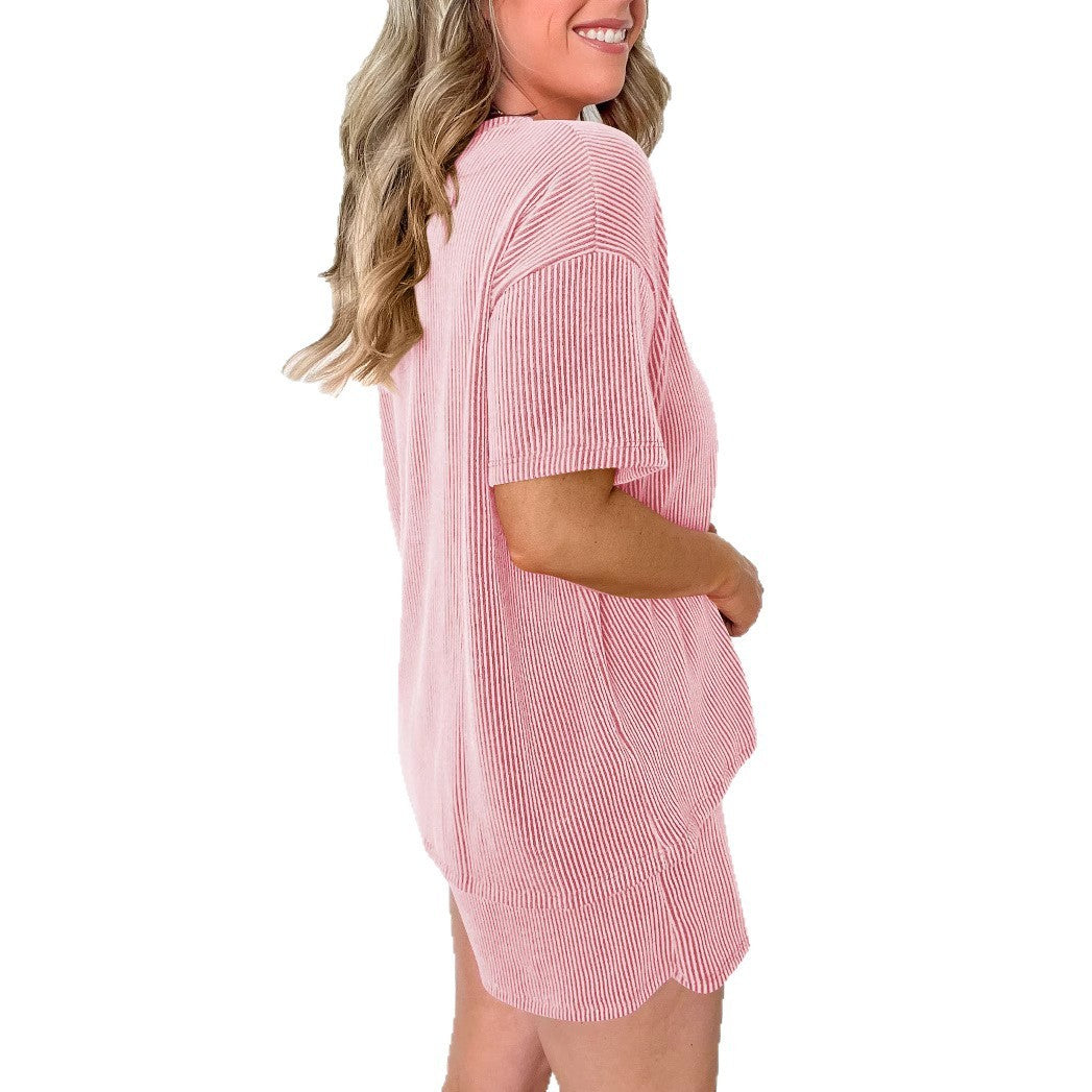 Loose Casual Short-sleeved Shorts Suit Women PureLittleBloom.Co