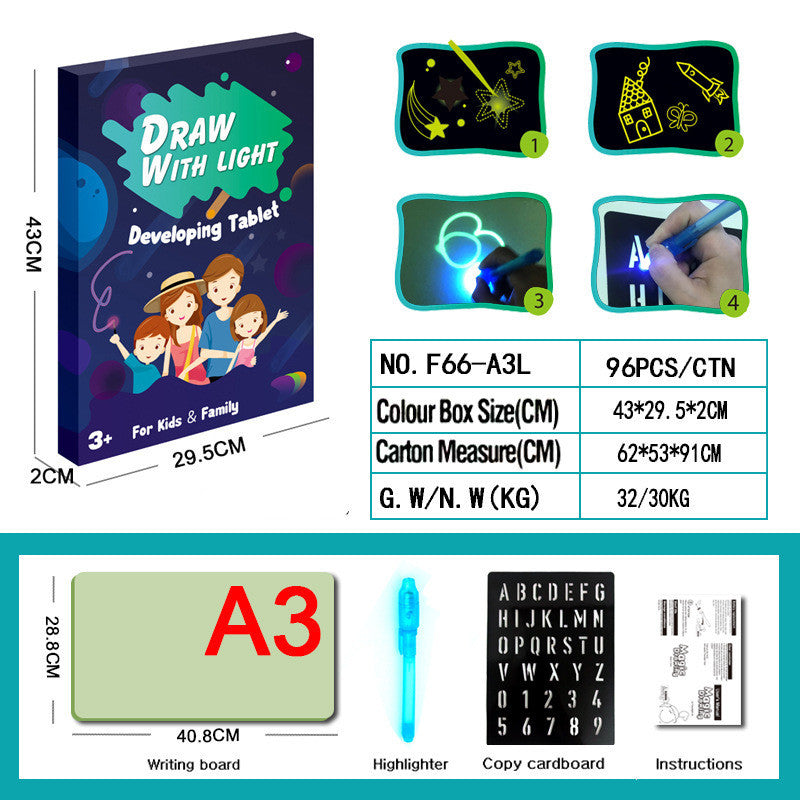 Educational Toy Drawing Pad 3D Magic 8 Light Effects Puzzle Board Sketchpad PureLittleBloom.Co