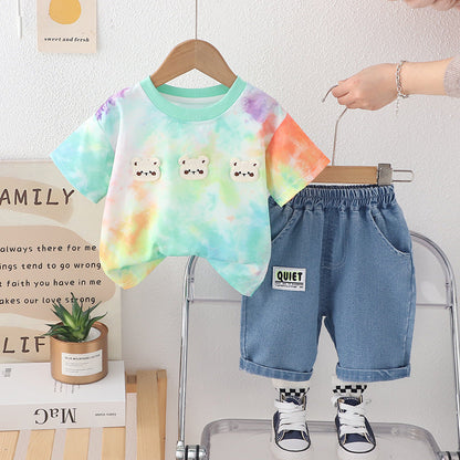 Baby Suit Three Bear Short Sleeve Two-piece Set PureLittleBloom.Co