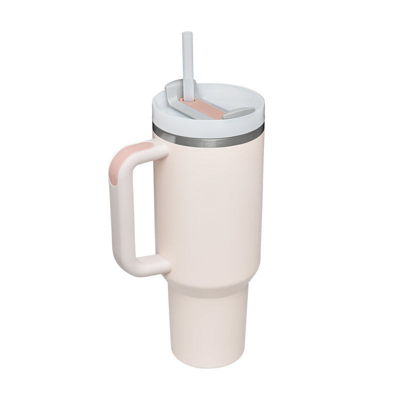 40 Oz Tumbler With Handle Straw Insulated, Stainless Steel Spill Proof Vacuum Coffee Cup Tumbler With Lid Tapered Mug Gifts For Valentine Lover Suitable For Car Gym Office Travel PureLittleBloom.Co