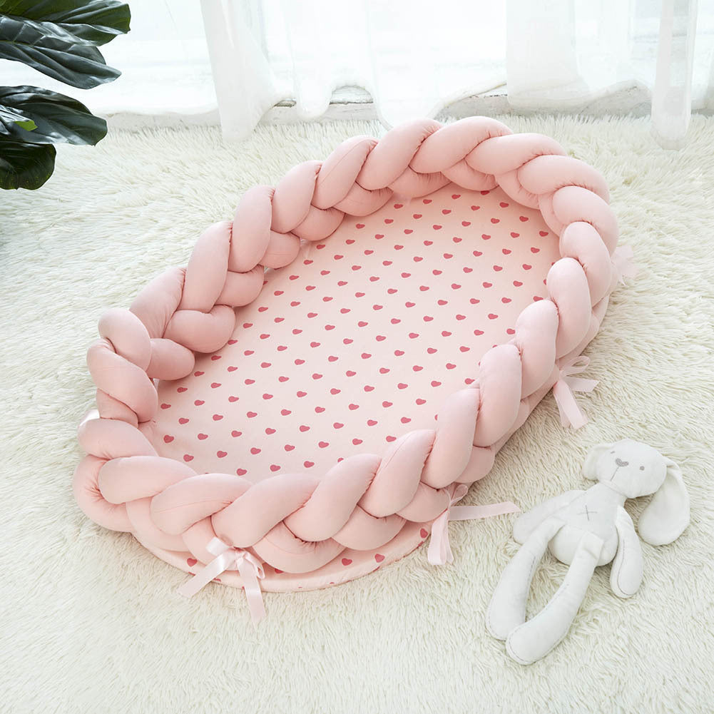 Cotton Woven Folding Portable Crib Is Removable And Washable PureLittleBloom.Co