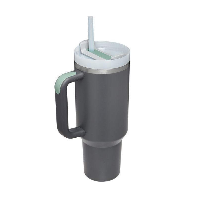 40 Oz Tumbler With Handle Straw Insulated, Stainless Steel Spill Proof Vacuum Coffee Cup Tumbler With Lid Tapered Mug Gifts For Valentine Lover Suitable For Car Gym Office Travel PureLittleBloom.Co