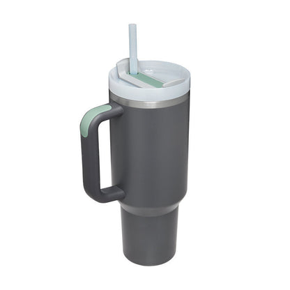 40 Oz Tumbler With Handle Straw Insulated, Stainless Steel Spill Proof Vacuum Coffee Cup Tumbler With Lid Tapered Mug Gifts For Valentine Lover Suitable For Car Gym Office Travel PureLittleBloom.Co