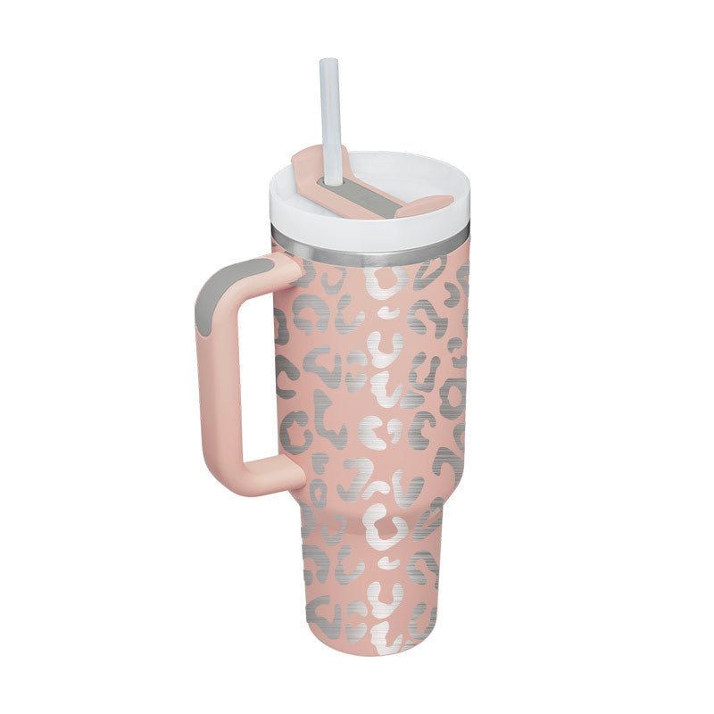 40 Oz Tumbler With Handle Straw Insulated, Stainless Steel Spill Proof Vacuum Coffee Cup Tumbler With Lid Tapered Mug Gifts For Valentine Lover Suitable For Car Gym Office Travel PureLittleBloom.Co