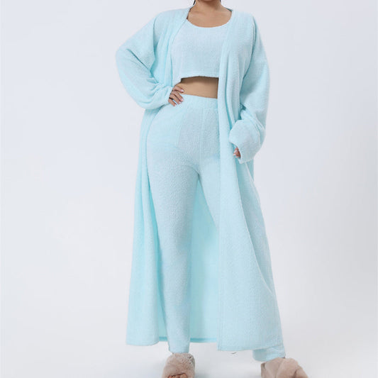 Cozy Pajama Set, 3 Piece Lounge Set, Cute Loungewear, Warm Suit Sets, Matching Set, Lounge Set, 3 Piece Pant Sets, Women Winter Dress PureLittleBloom.Co
