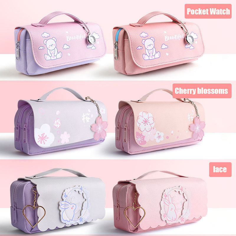 Decompression Pencil Bag Net Red Portable Pencil Bag Primary School Girl PureLittleBloom.Co