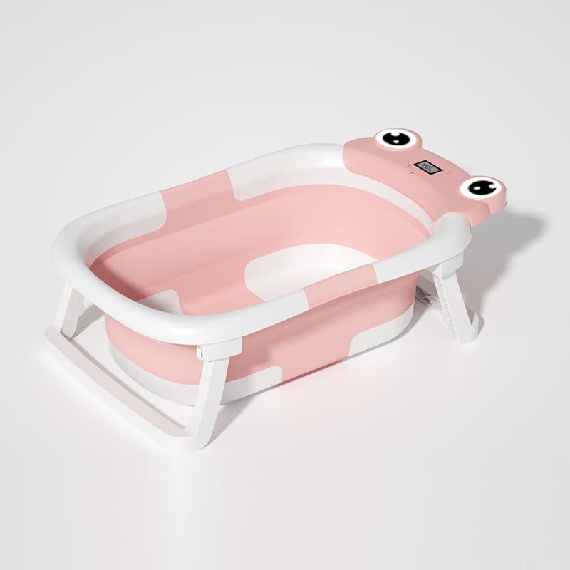 Baby Bathtub , Foldable Baby Bath Tub With Soft Floating Cushion & Thermometer , Collapsible Portable Travel Baby Bath Tub PureLittleBloom.Co