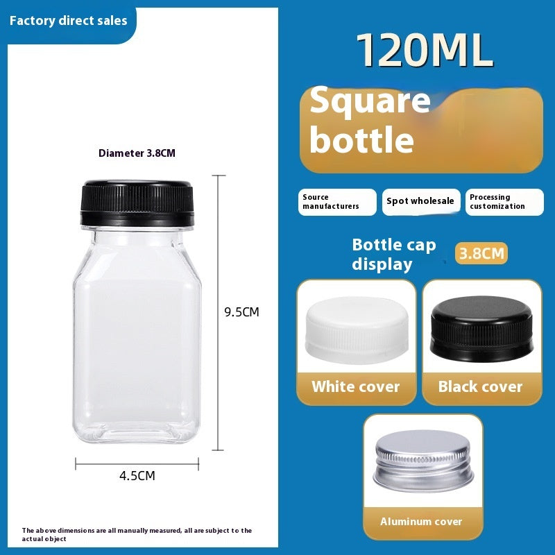 Disposable 38-mouth Square Plastic Clear With Cover Juice Bottle PureLittleBloom.Co