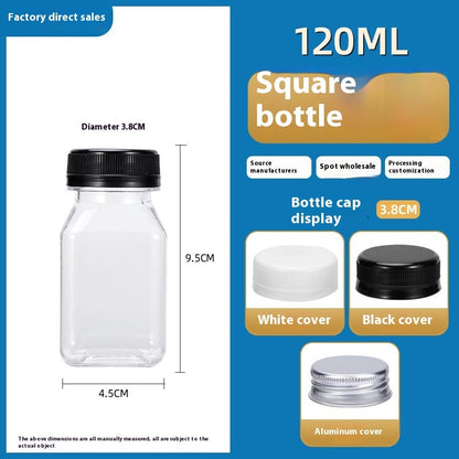 Disposable 38-mouth Square Plastic Clear With Cover Juice Bottle PureLittleBloom.Co