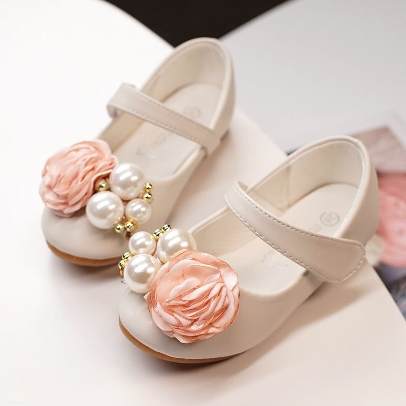 Girls Pearl Bow Show Princess Shoes PureLittleBloom.Co