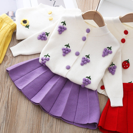 Two-piece Baby Girl Mink Wool Sweater Dress PureLittleBloom.Co