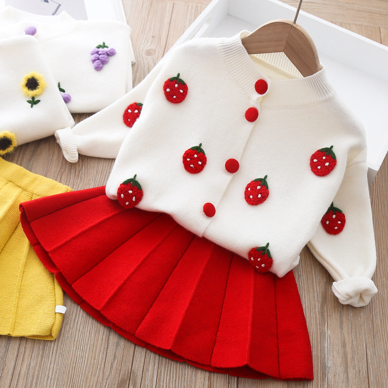 Two-piece Baby Girl Mink Wool Sweater Dress PureLittleBloom.Co