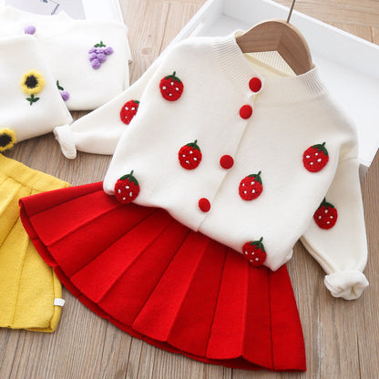 Two-piece Baby Girl Mink Wool Sweater Dress PureLittleBloom.Co