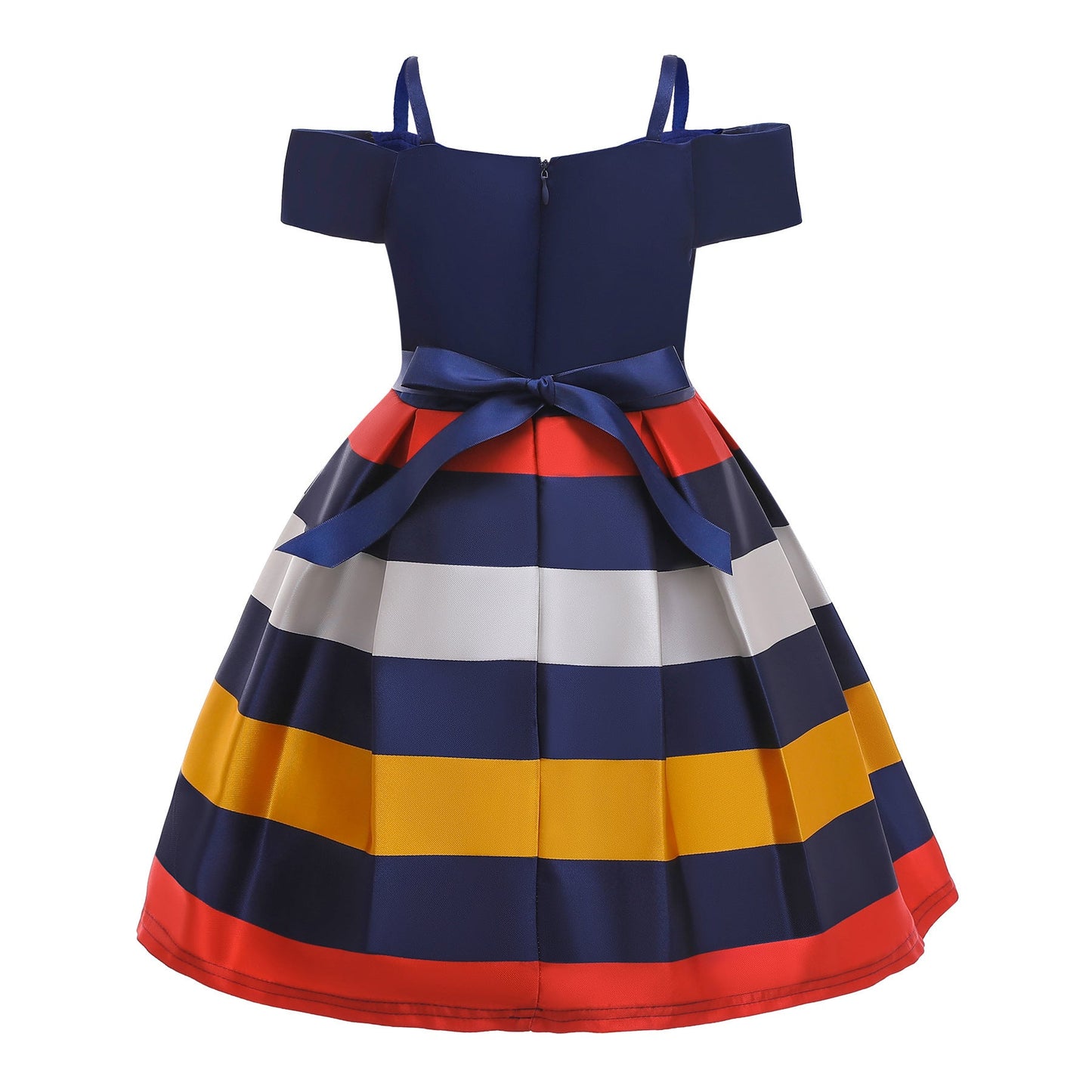 Fashion Sling Dress Children's Strapless Striped Birthday Dress PureLittleBloom.Co