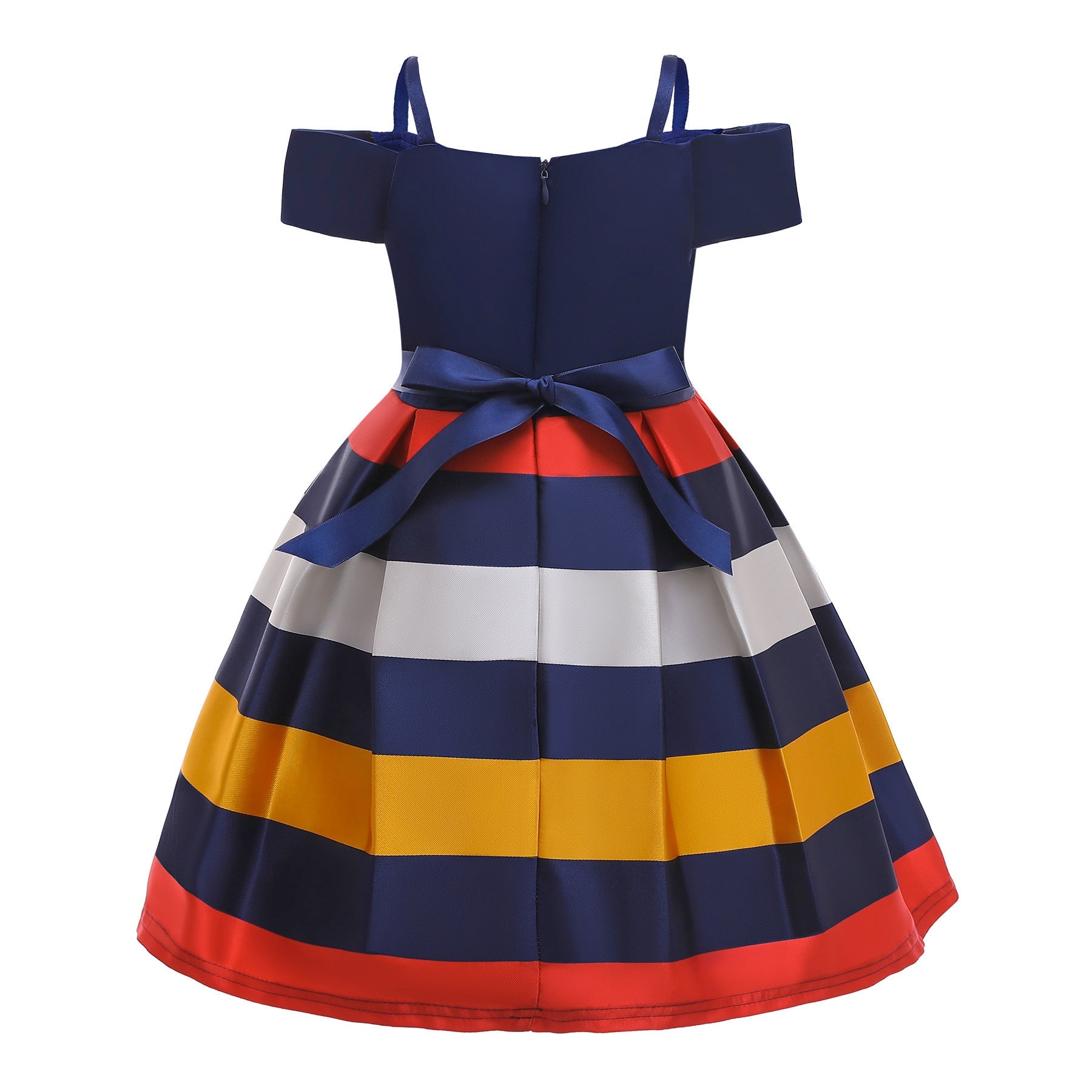Fashion Sling Dress Children's Strapless Striped Birthday Dress PureLittleBloom.Co