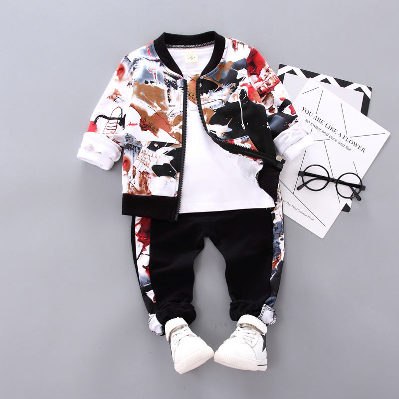 Boys Handsome Autumn And Winter Clothes Three-Piece Kid Clothes PureLittleBloom.Co