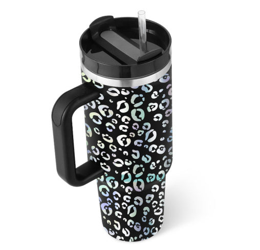 40 Oz Tumbler With Handle Straw Insulated, Stainless Steel Spill Proof Vacuum Coffee Cup Tumbler With Lid Tapered Mug Gifts For Valentine Lover Suitable For Car Gym Office Travel PureLittleBloom.Co