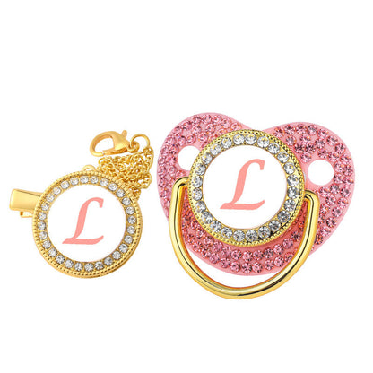 Diamond Baby Silica Gel Pacifier Baby With Diamond 26 English Letters PureLittleBloom.Co
