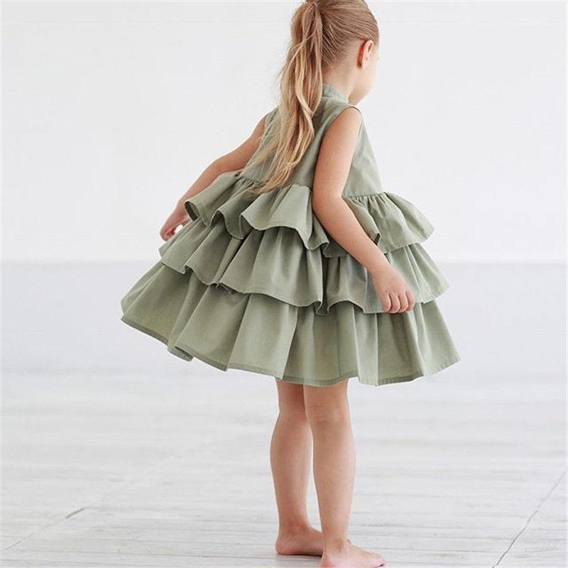 Fashion Simple Solid Color Sleeveless Small And Medium Girl Dress PureLittleBloom.Co