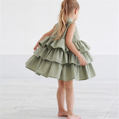 Fashion Simple Solid Color Sleeveless Small And Medium Girl Dress PureLittleBloom.Co