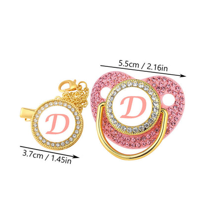 Diamond Baby Silica Gel Pacifier Baby With Diamond 26 English Letters PureLittleBloom.Co
