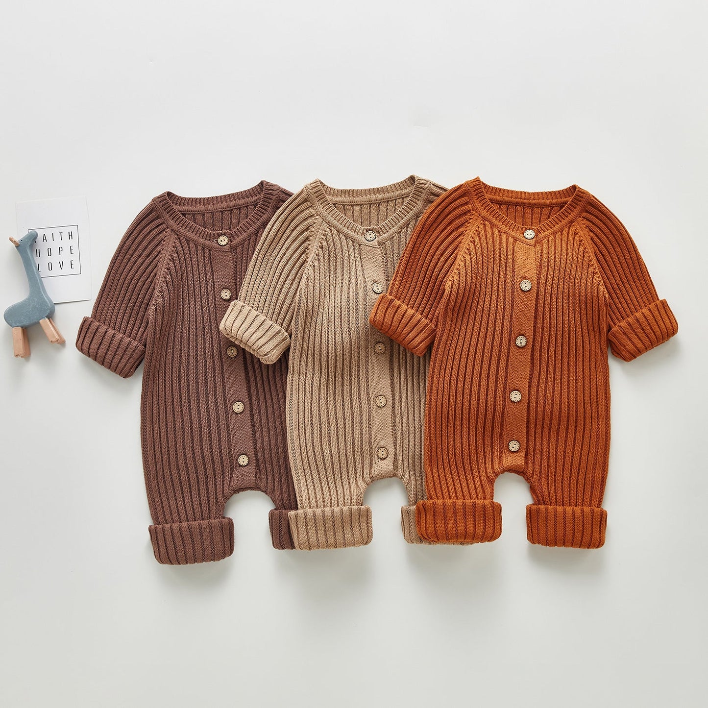 Spring And Autumn Baby Long-sleeved Knitted Jumpsuit Romper PureLittleBloom.Co