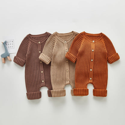 Spring And Autumn Baby Long-sleeved Knitted Jumpsuit Romper PureLittleBloom.Co