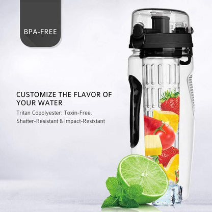 32Oz Fruit Infusing Infuser Water Bottle Water Fruit Bottle BPA Free Plastic Sport Fruit Infuser Water Bottles With Infuser Juice Shaker Drink Bottle Of Water PureLittleBloom.Co