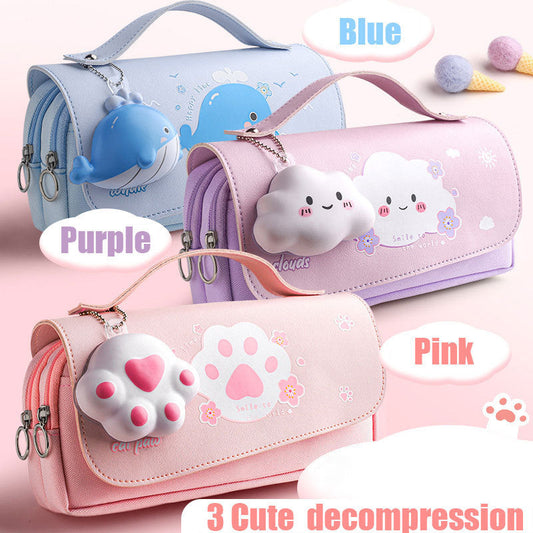Decompression Pencil Bag Net Red Portable Pencil Bag Primary School Girl PureLittleBloom.Co