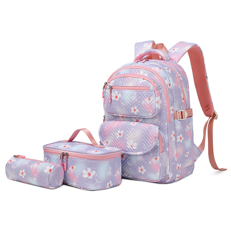 New Printed Schoolbag Three-piece Fashion Backpack PureLittleBloom.Co