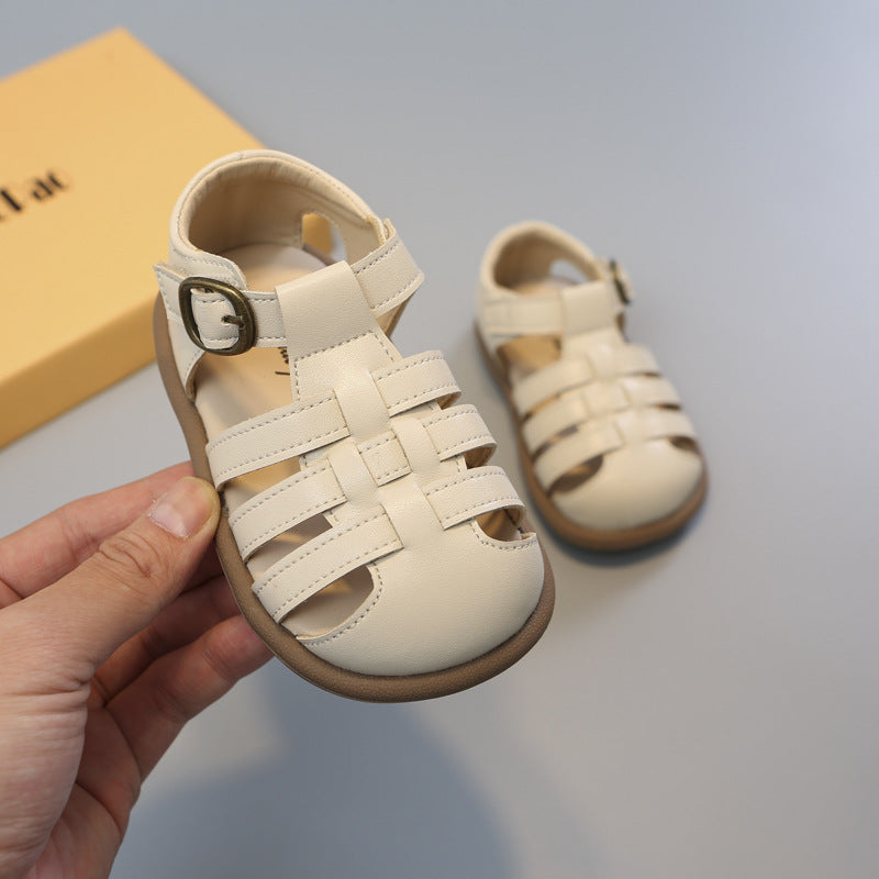 Girls' Closed Toe Children's Shoes Toddler Shoes Woven Hollowed Roman Shoes PureLittleBloom.Co
