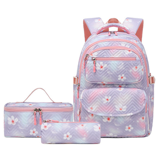 New Printed Schoolbag Three-piece Fashion Backpack PureLittleBloom.Co