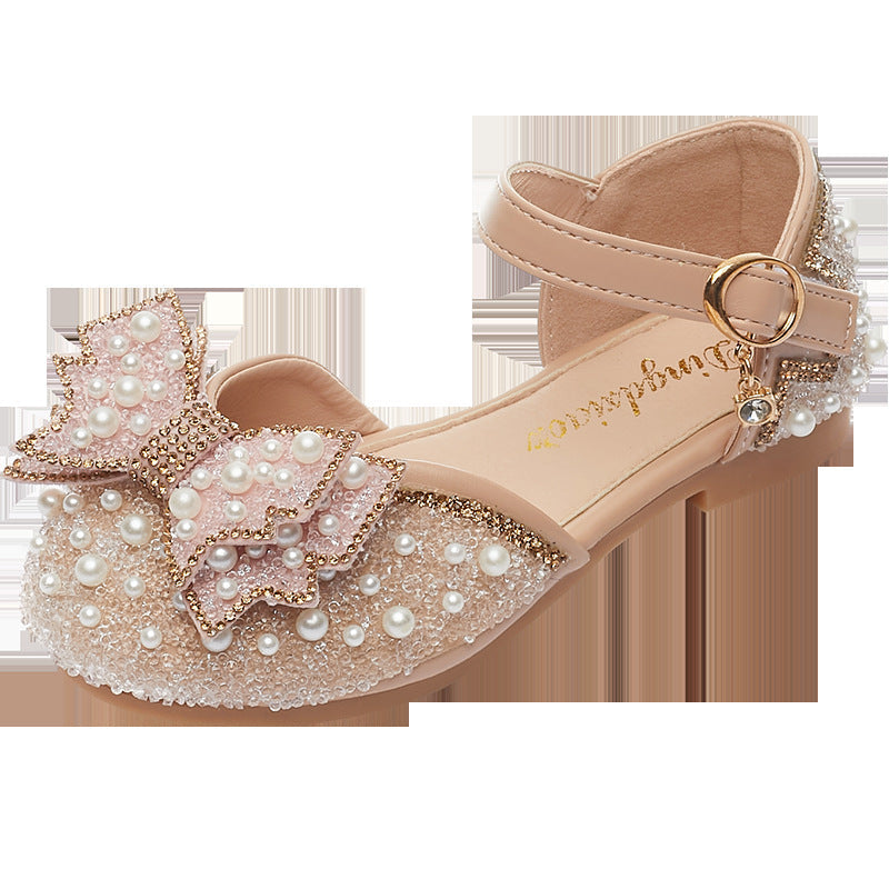 Summer Girls Pearl Bow Princess Shallow Mouth Pumps PureLittleBloom.Co