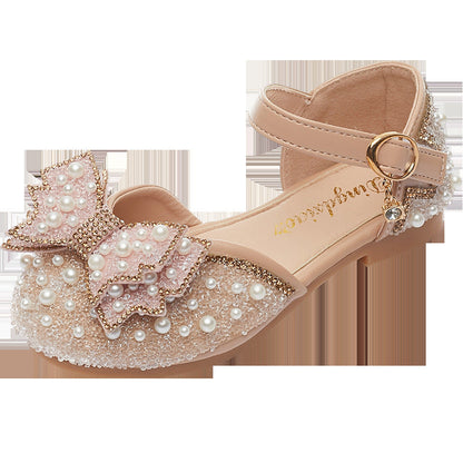 Summer Girls Pearl Bow Princess Shallow Mouth Pumps PureLittleBloom.Co