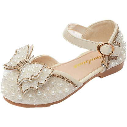 Summer Girls Pearl Bow Princess Shallow Mouth Pumps PureLittleBloom.Co