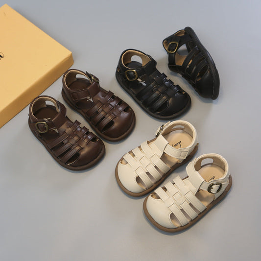 Girls' Closed Toe Children's Shoes Toddler Shoes Woven Hollowed Roman Shoes PureLittleBloom.Co