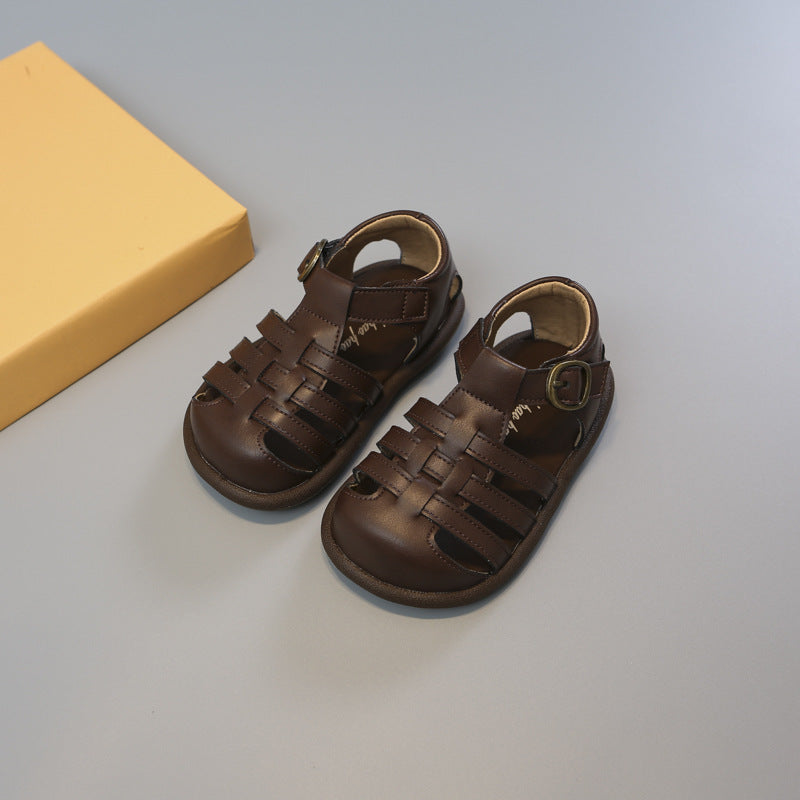 Girls' Closed Toe Children's Shoes Toddler Shoes Woven Hollowed Roman Shoes PureLittleBloom.Co