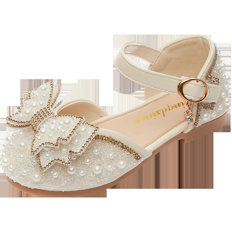 Summer Girls Pearl Bow Princess Shallow Mouth Pumps PureLittleBloom.Co