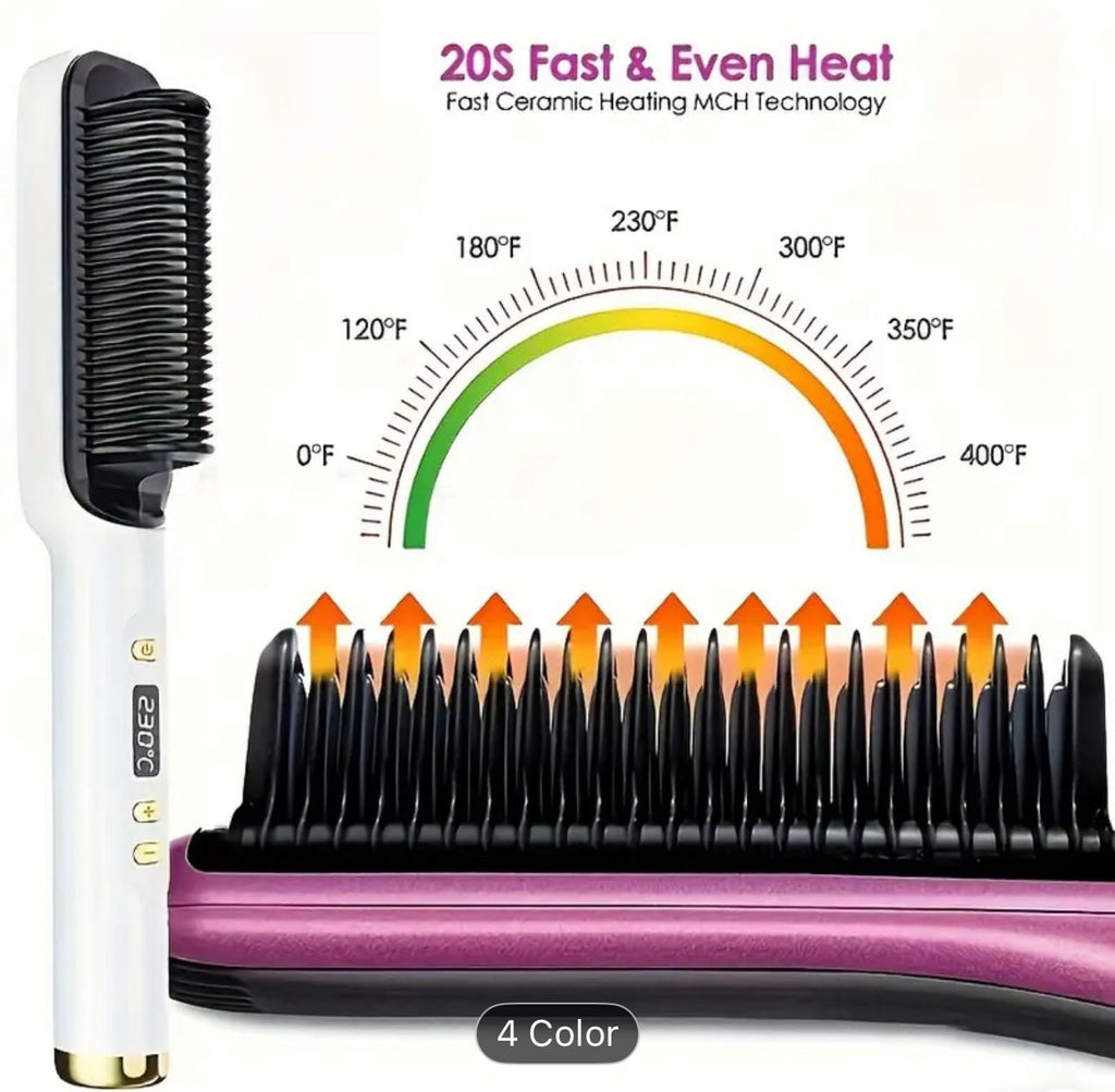 Professional Ionic straightening brush with fast heating ceramic comb PureLittleBloom.Co