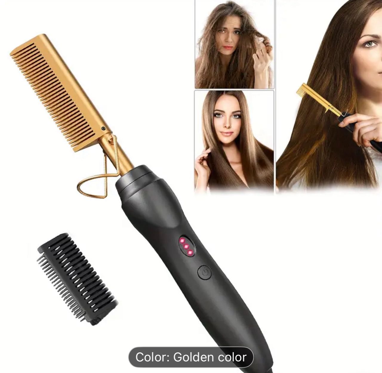 Electric hair straightener comb with Anti- Scald pressing PureLittleBloom.Co