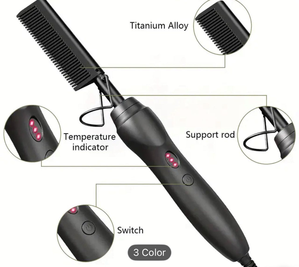 Electric hair straightener comb with Anti- Scald pressing PureLittleBloom.Co