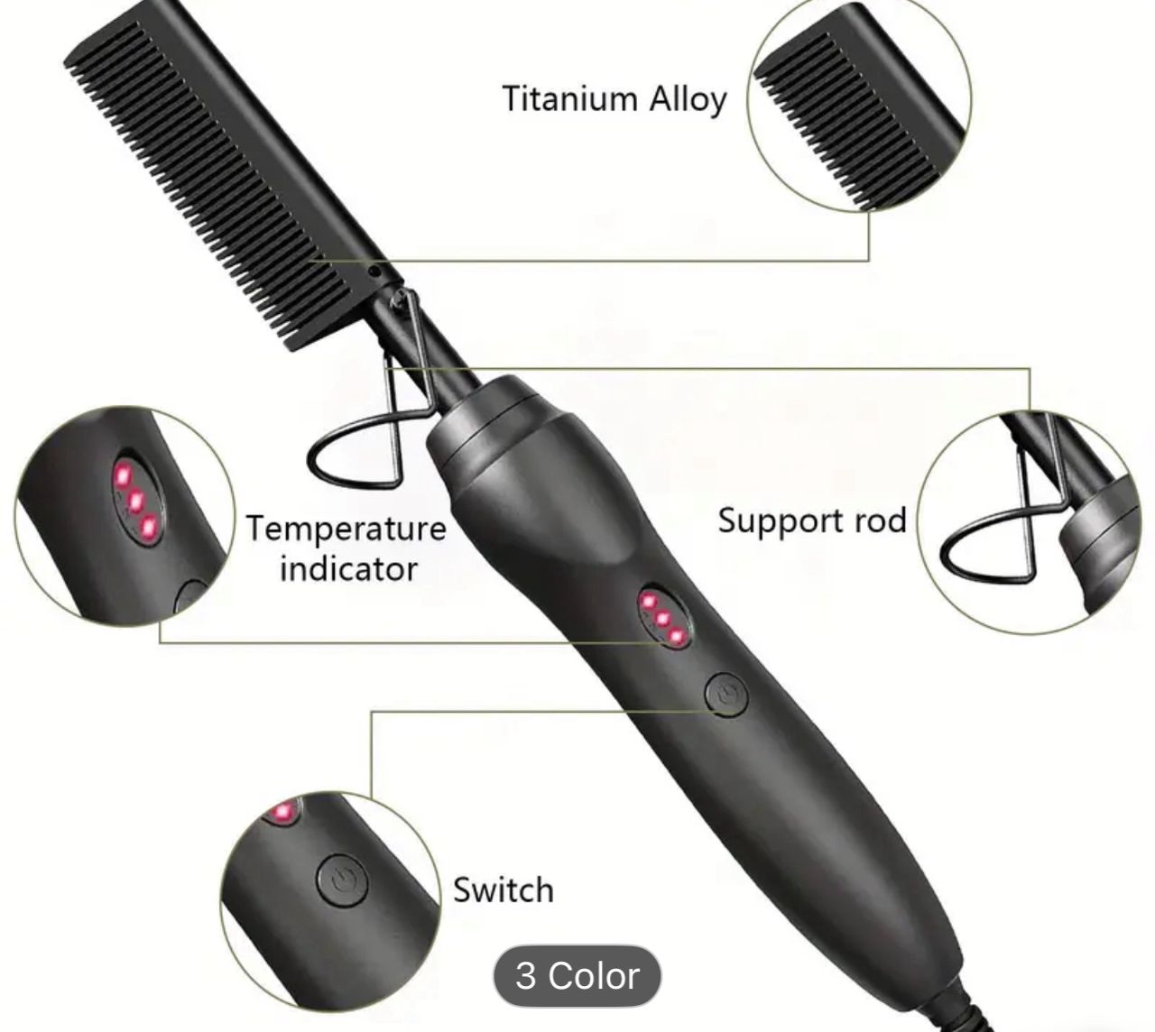 Electric hair straightener comb with Anti- Scald pressing PureLittleBloom.Co