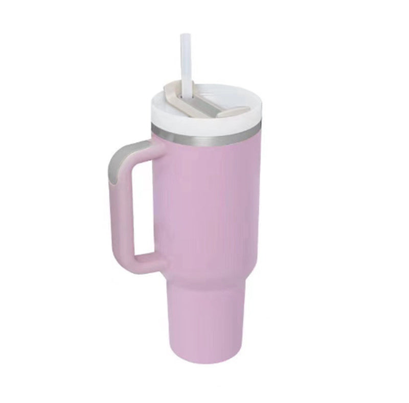 40 Oz Tumbler With Handle Straw Insulated, Stainless Steel Spill Proof Vacuum Coffee Cup Tumbler With Lid Tapered Mug Gifts For Valentine Lover Suitable For Car Gym Office Travel PureLittleBloom.Co