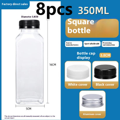 Disposable 38-mouth Square Plastic Clear With Cover Juice Bottle PureLittleBloom.Co