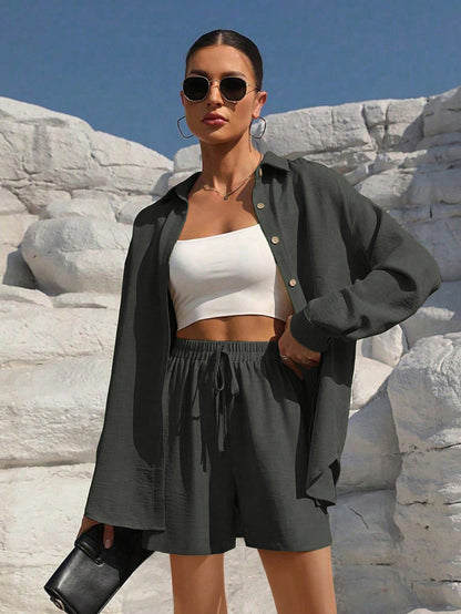 Tatting Cardigan With Shorts Fashion Casual Women's Suit PureLittleBloom.Co