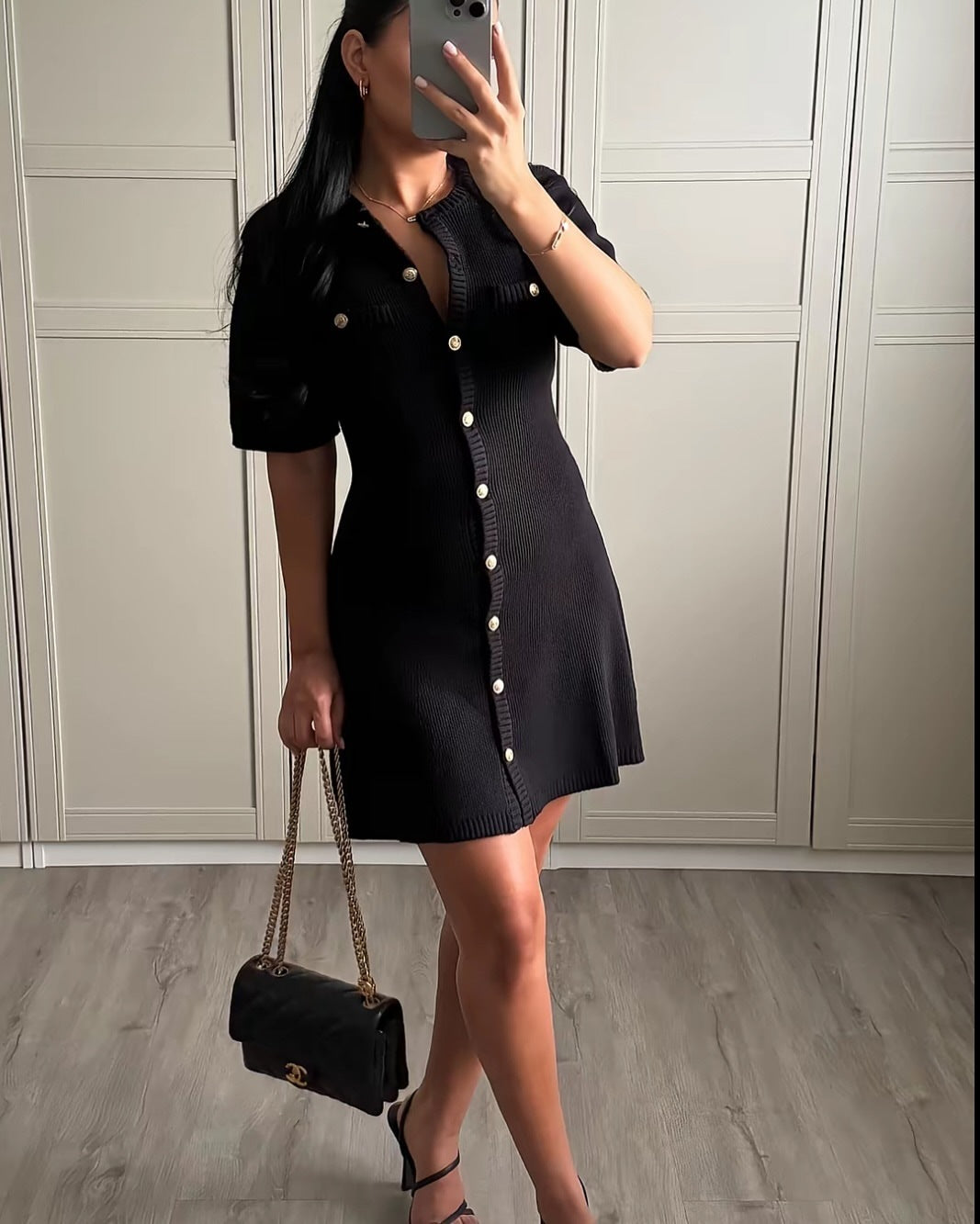 Women's Fashion Front Button Rib Knit Dress PureLittleBloom.Co